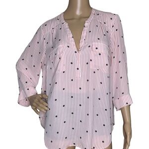 Torrid white and pink stripe dot blouse 00